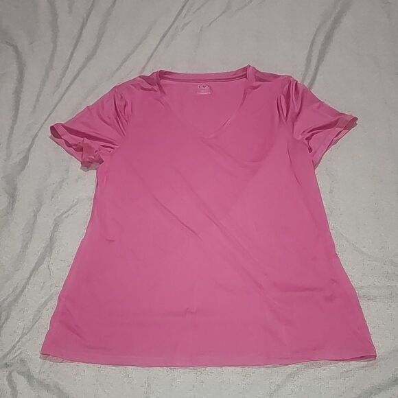 Athletic Works Women's Core Active Short Sleeve V-Neck T-Shirt Color Pink - Picture 1 of 7